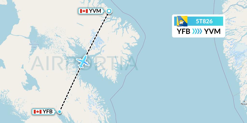 5T826 Canadian North Flight Map: Iqaluit to Qikiqtarjuaq