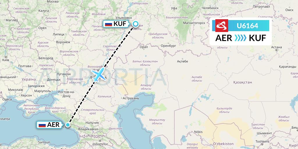 U6164 Ural Airlines Flight Map: Sochi to Samara
