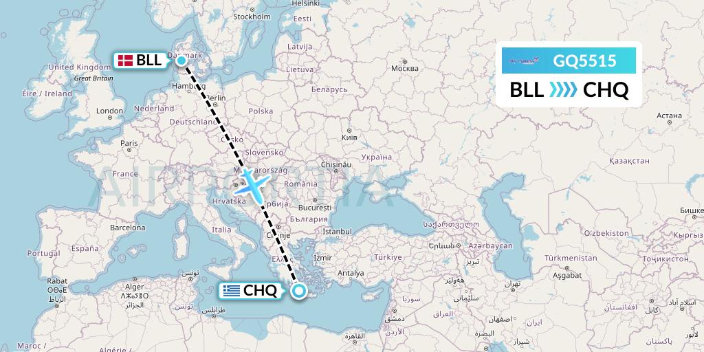 GQ5515 Sky Express (Greece) Flight Map: Billund to Chania