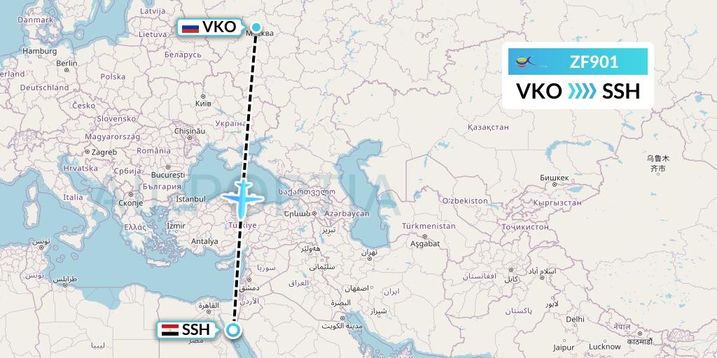 ZF901 Azur Air Flight Map: Moscow to Sharm el-Sheikh