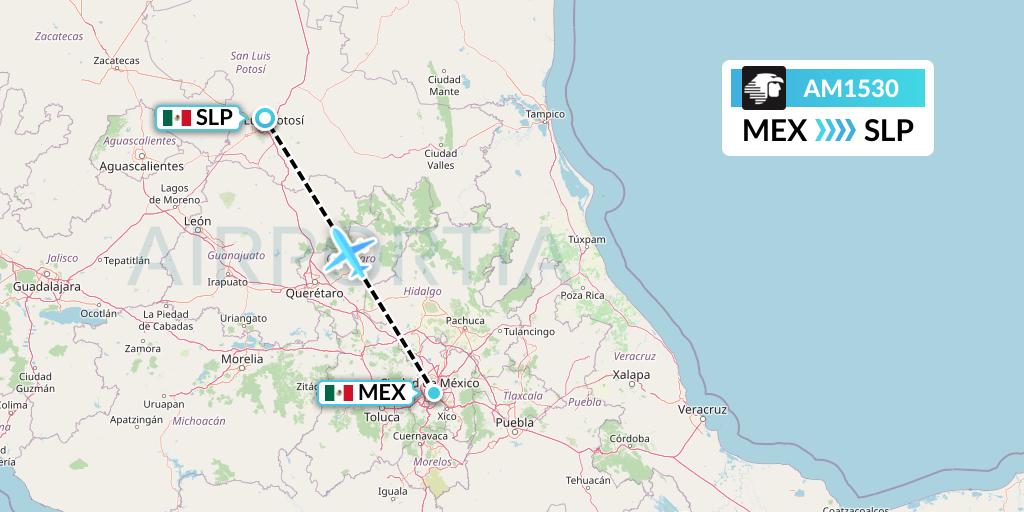 AM1530 Aeromexico Flight Map: Mexico City to San Luis Potosi
