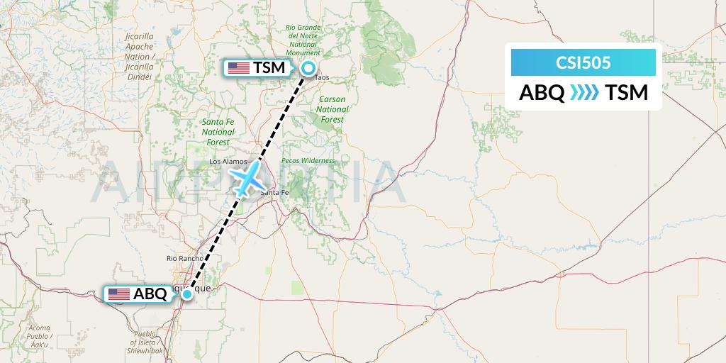 CSI505 Csi Aviation Flight Map: Albuquerque to Taos