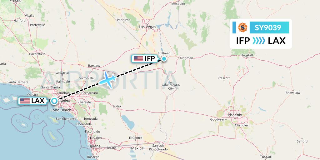 SY9039 Sun Country Airlines Flight Map: Bullhead City to Los Angeles