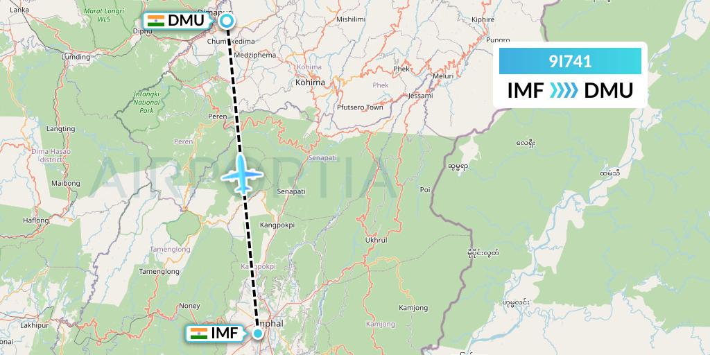 9I741 Air India Regional Flight Map: Imphal to Dimapur