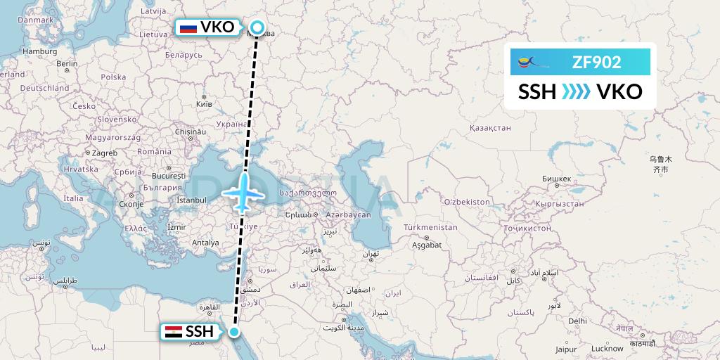 ZF902 Azur Air Flight Map: Sharm el-Sheikh to Moscow
