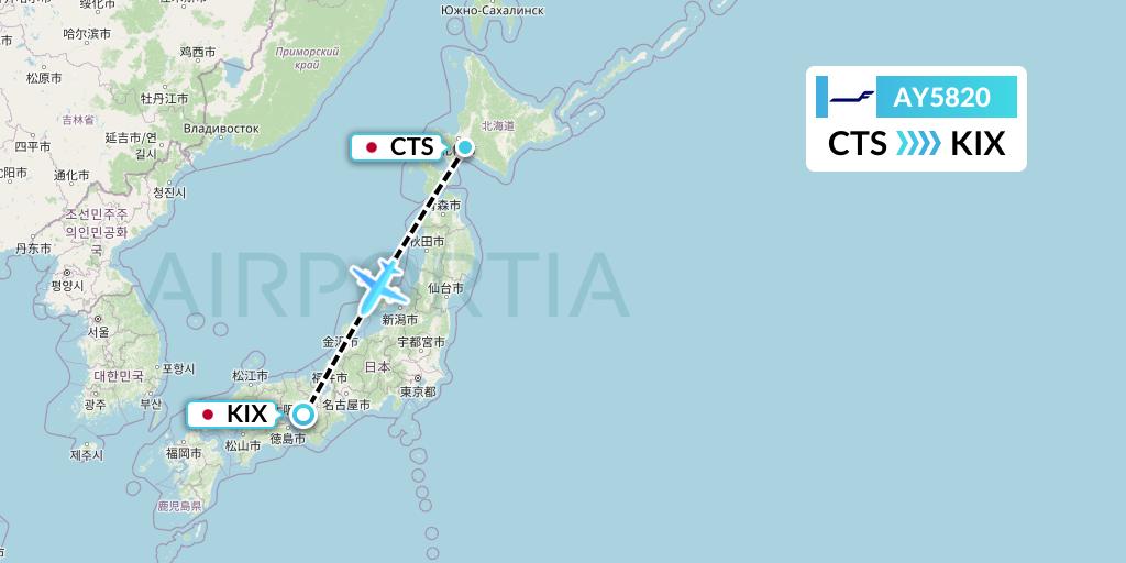 AY5820 Finnair Flight Map: Sapporo to Osaka