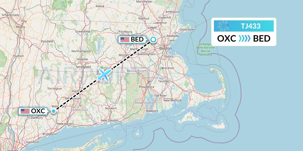 TJ433 Tradewind Aviation Flight Map: Oxford to Bedford