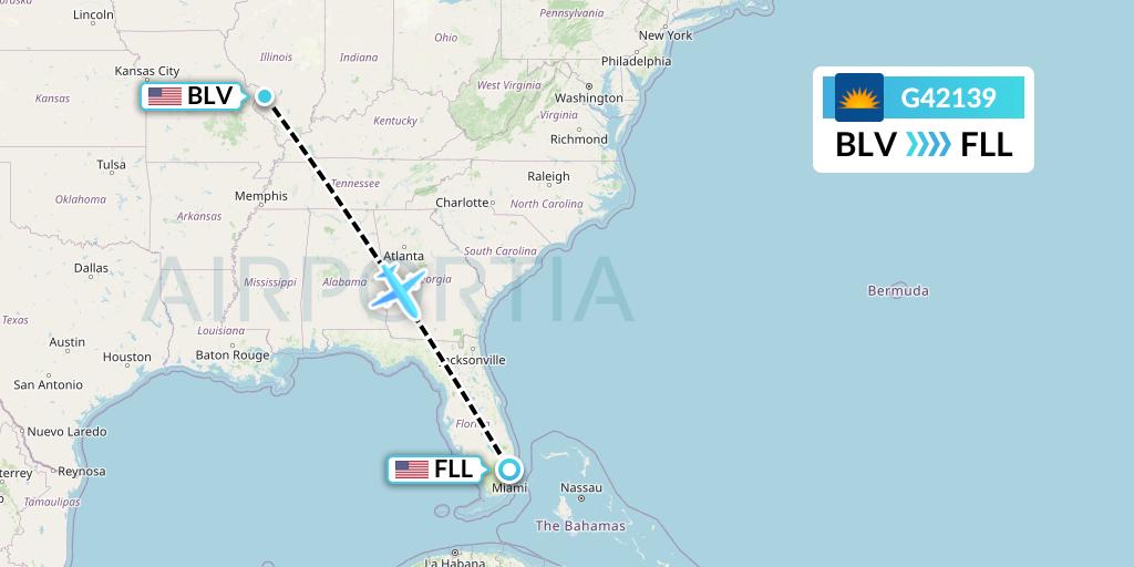 G42139 Allegiant Air Flight Map: Belleville to Fort Lauderdale