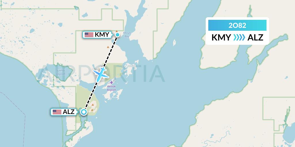 2O82 Island Air Service Flight Map: Moser Bay to Lazy Bay