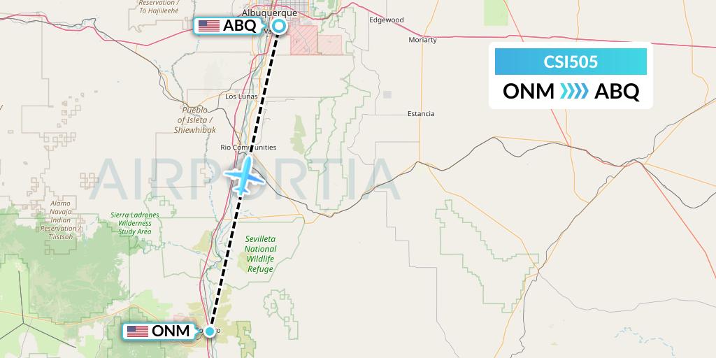 CSI505 Csi Aviation Flight Map: Socorro to Albuquerque