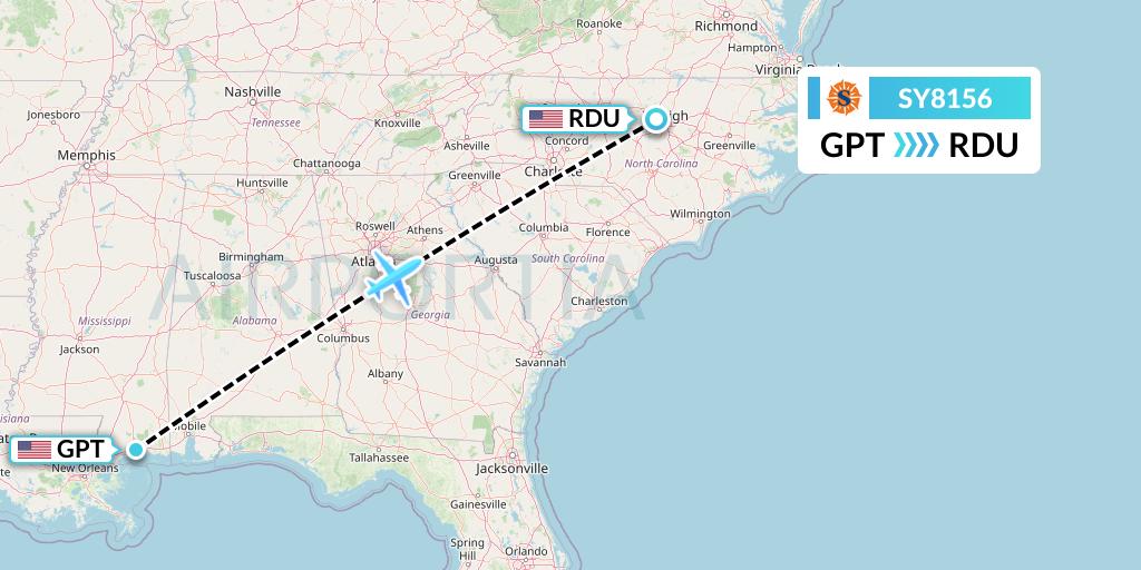 SY8156 Flight Status Sun Country Airlines Gulfport to RaleighDurham