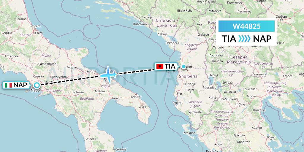 W44825 Flight Status Wizz Air Malta Tirana to Naples (WMT4825)