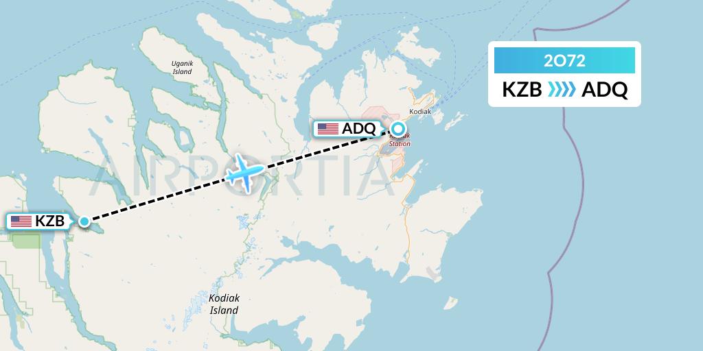 2O72 Flight Status Island Air Service Zachar Bay to Kodiak (RNE72)
