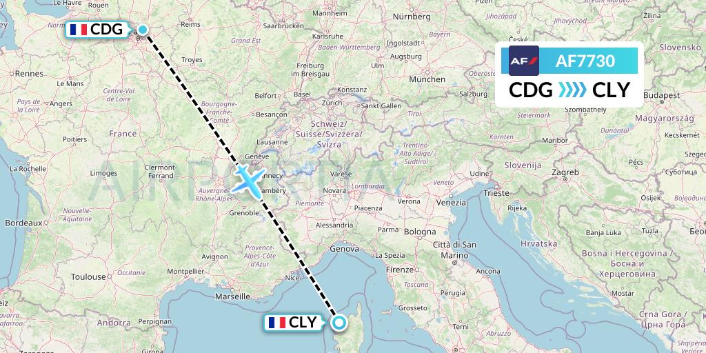 AF7730 Air France Flight Map: Paris to Calvi