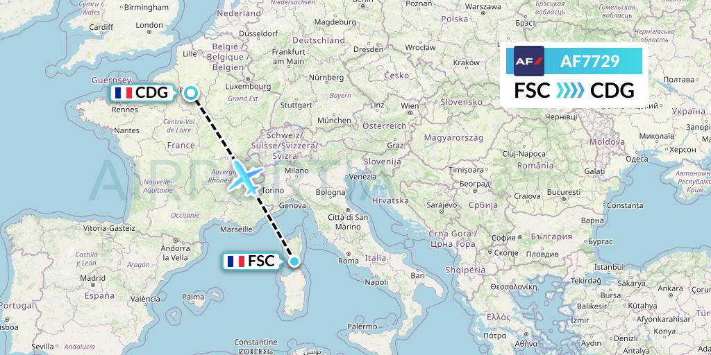 AF7729 Air France Flight Map: Figari to Paris