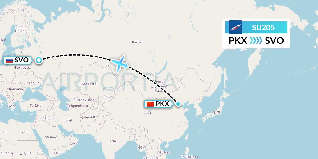 SU205 Aeroflot Flight Map: Beijing to Moscow