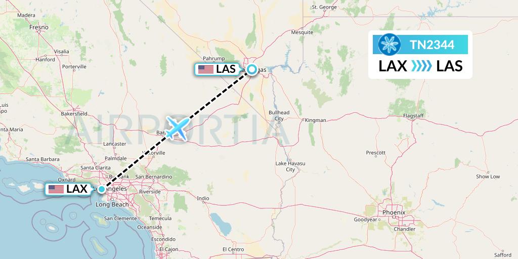 TN2344 Air Tahiti Nui Flight Map: Los Angeles to Las Vegas