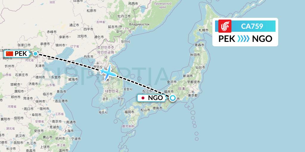 CA759 Air China Flight Map: Beijing to Nagoya