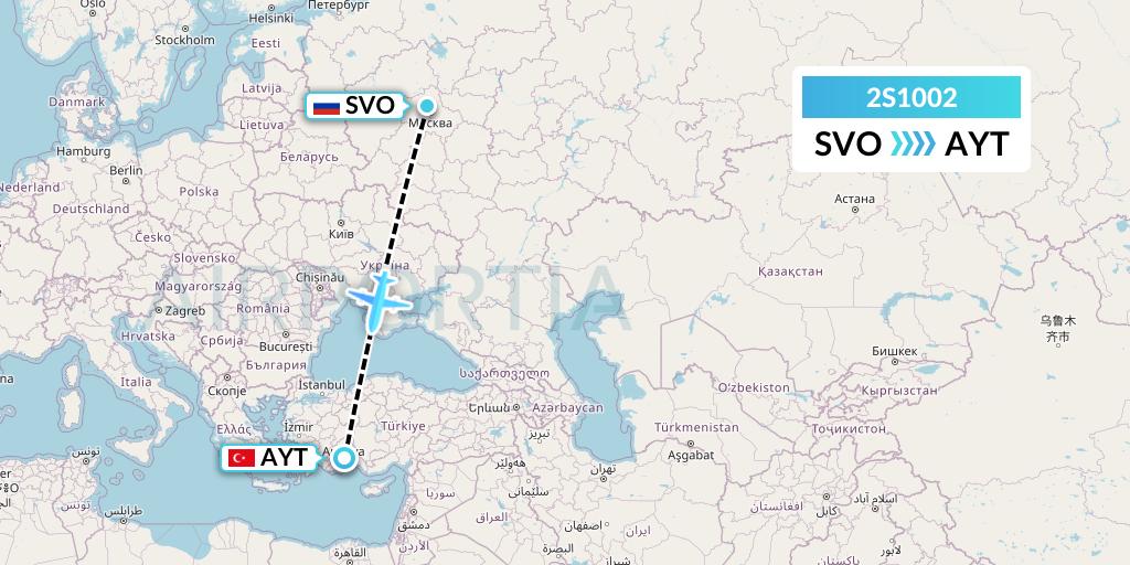 2S1002 Star Equatorial AL Flight Map: Moscow to Antalya