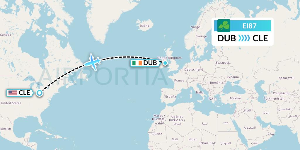 EI87 Flight Status Aer Lingus Dublin to Cleveland (EIN87)