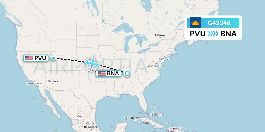 G43246 Allegiant Air Flight Map: Provo to Nashville