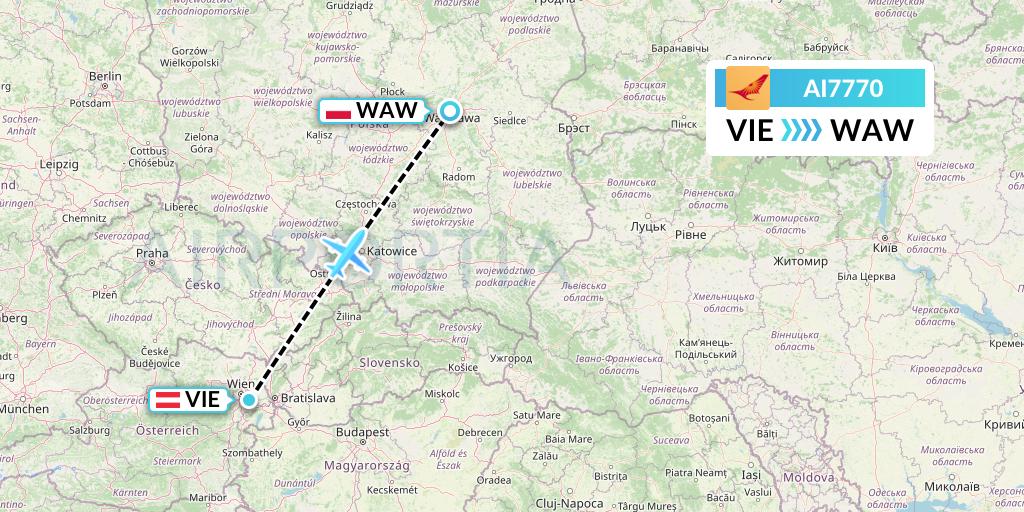 AI7770 Air India Flight Map: Vienna to Warsaw