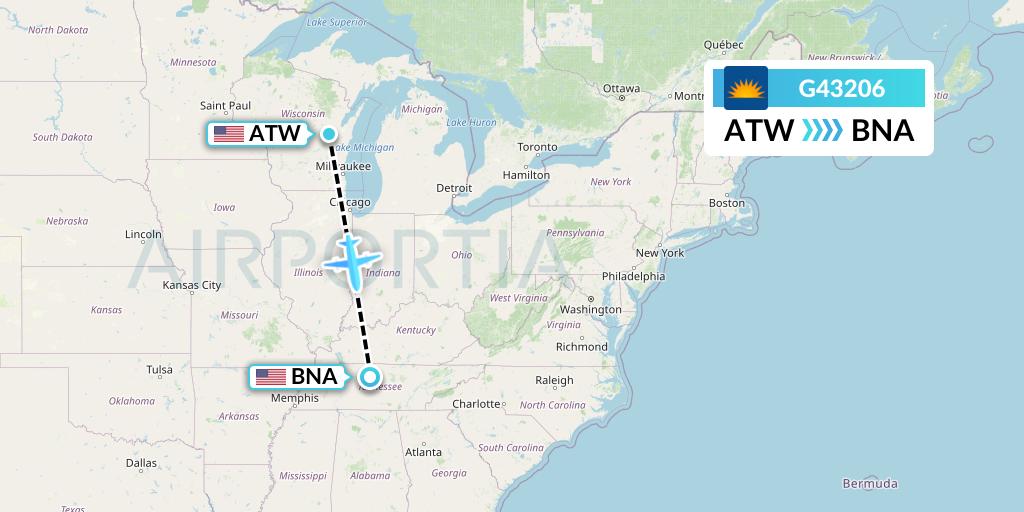 G43206 Allegiant Air Flight Map: Appleton to Nashville