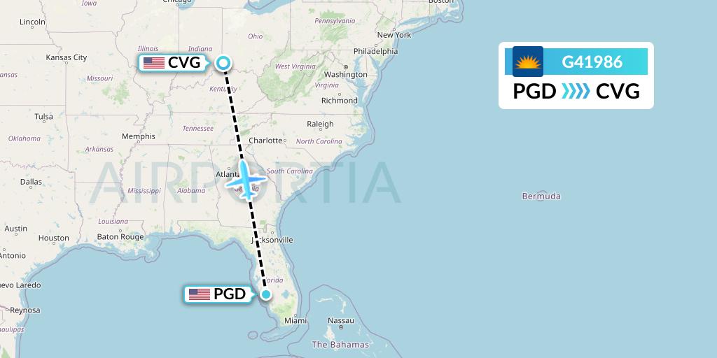 G41986 Allegiant Air Flight Map: Punta Gorda to Cincinnati