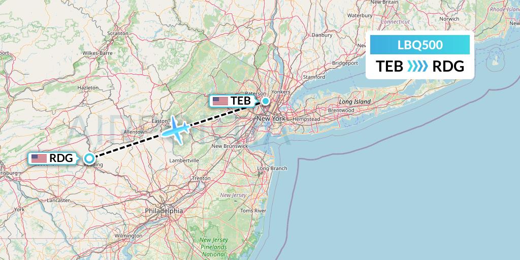 LBQ500 Quest Diagnostics Flight Map: Teterboro to Reading
