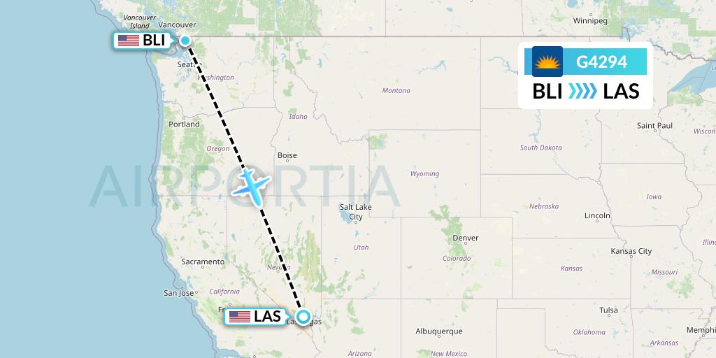 G4294 Allegiant Air Flight Map: Bellingham to Las Vegas