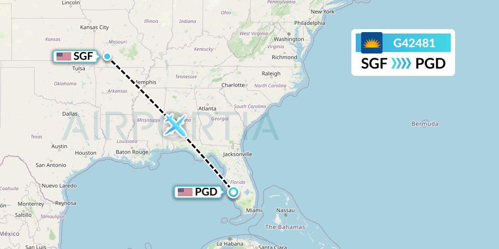 G42481 Allegiant Air Flight Map: Springfield to Punta Gorda