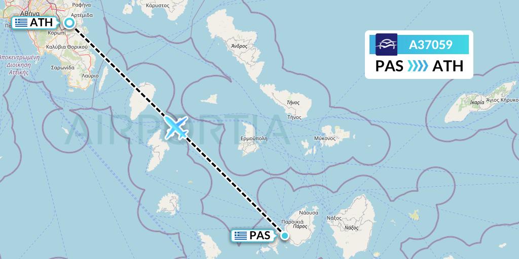 A37059 Aegean Airlines Flight Map: Paros to Athens