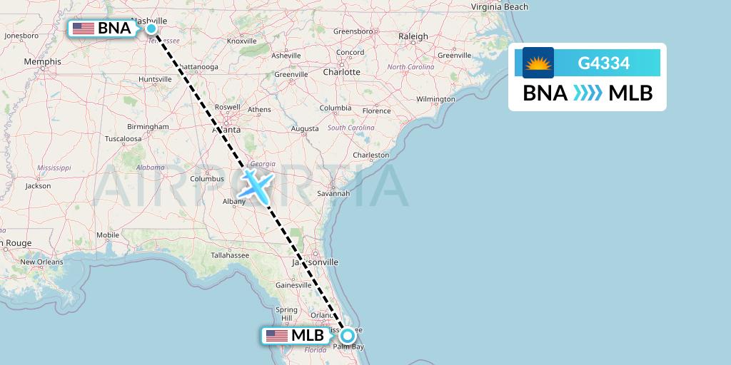 G4334 Flight Status Allegiant Air Nashville to Melbourne (AAY334)