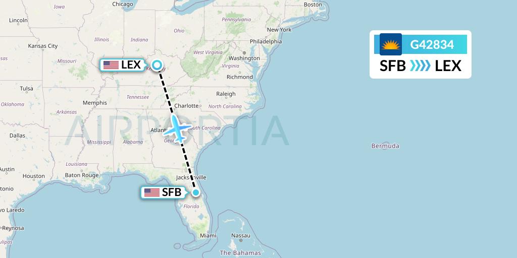 G42834 Allegiant Air Flight Map: Orlando to Lexington