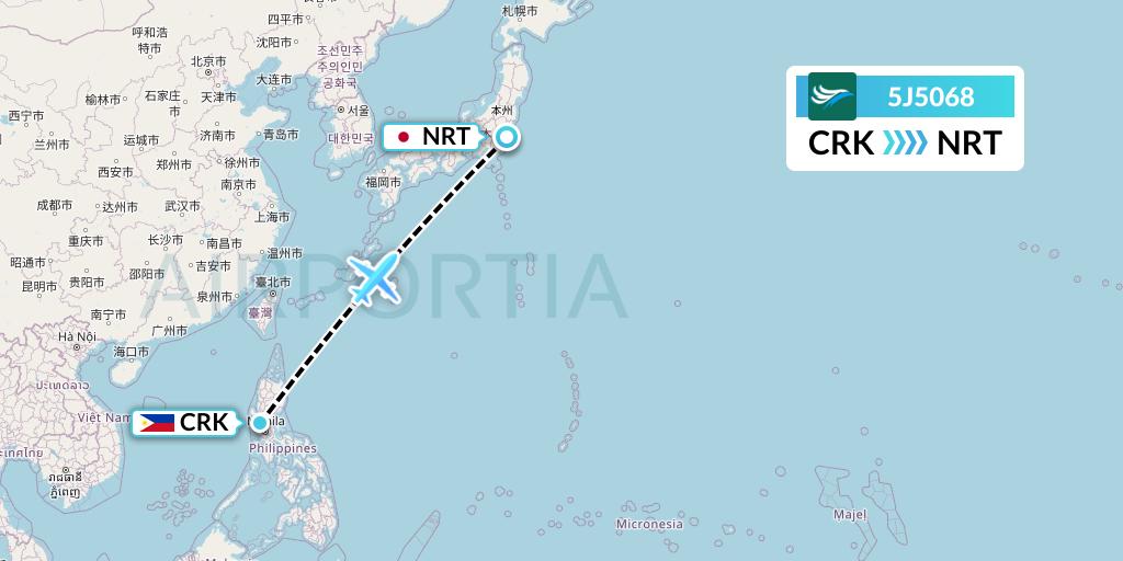 5J5068 CEBU Pacific Air Flight Map: Angeles City to Tokyo