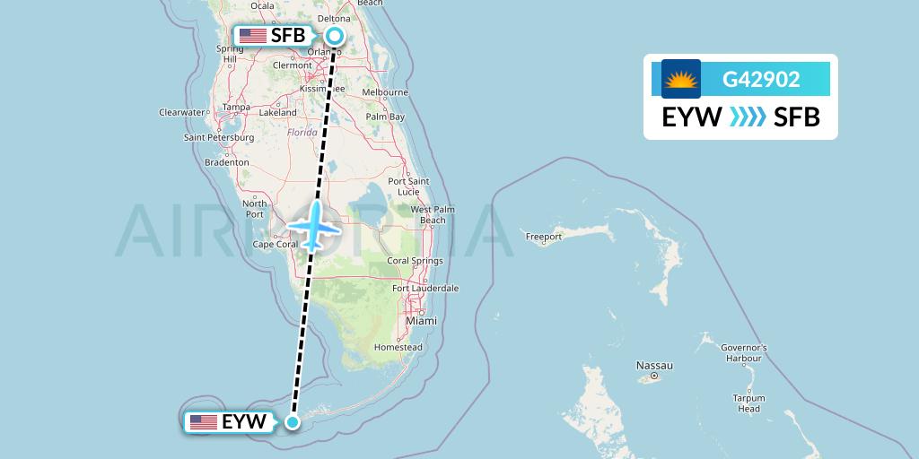 G42902 Allegiant Air Flight Map: Key West to Orlando