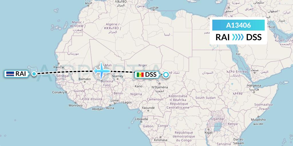 A13406 A.p.g. Distribution Systems Flight Map: Praia to Dakar
