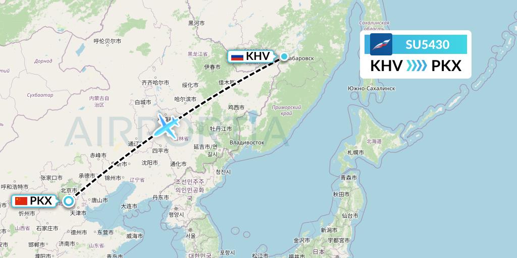 SU5430 Aeroflot Flight Map: Khabarovsk to Beijing