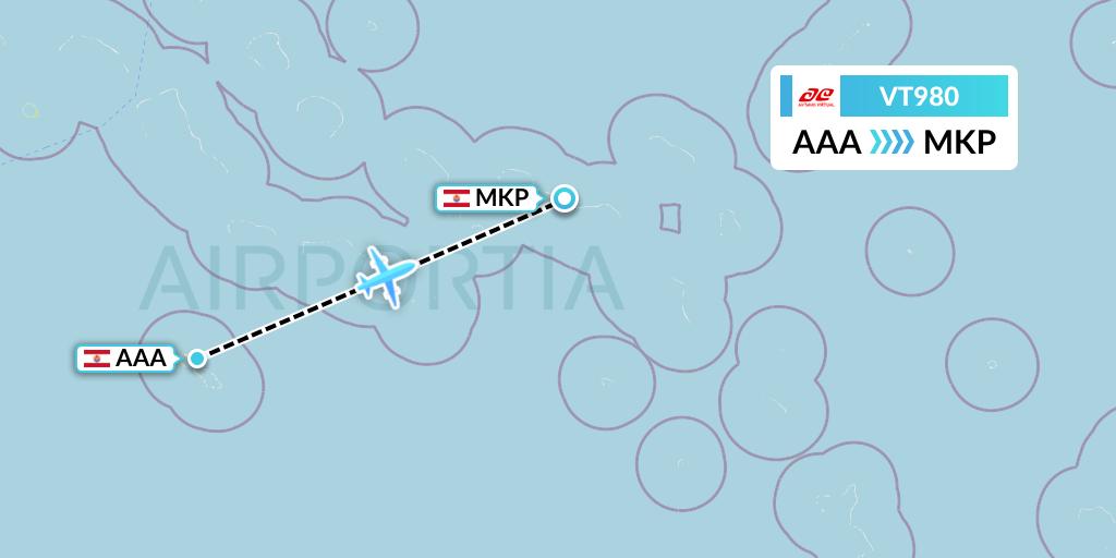 VT980 Air Tahiti Flight Map: French Polynesia to Makemo