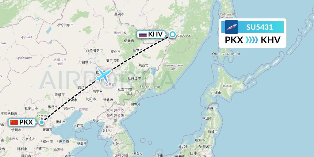SU5431 Aeroflot Flight Map: Beijing to Khabarovsk