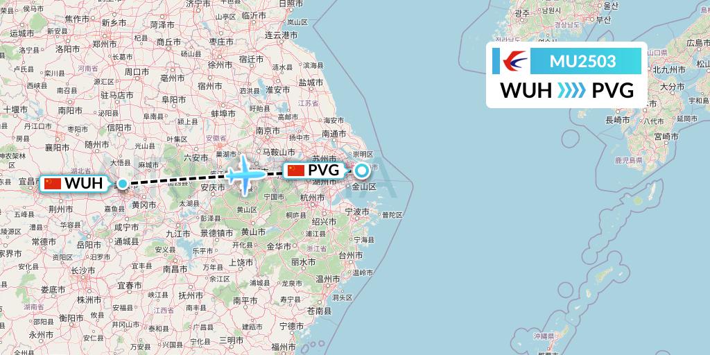 MU2503 China Eastern Airlines Flight Map: Wuhan to Shanghai