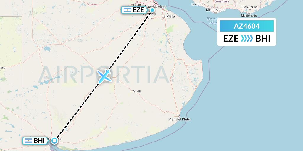 AZ4604 ITA Airways Flight Map: Buenos Aires to Bahia Blanca