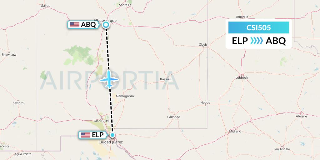 CSI505 Csi Aviation Flight Map: El Paso to Albuquerque