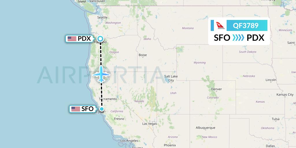 QF3789 Qantas Flight Map: San Francisco to Portland
