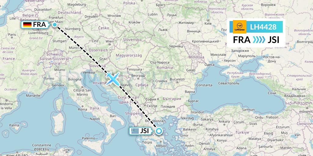 LH4428 Lufthansa Flight Map: Frankfurt to Skiathos