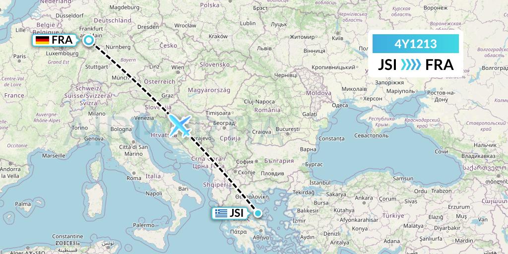 4Y1213 Eurowings Discover Flight Map: Skiathos to Frankfurt