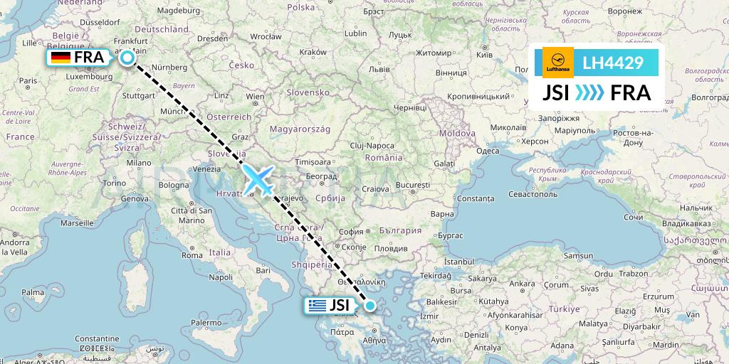 LH4429 Lufthansa Flight Map: Skiathos to Frankfurt
