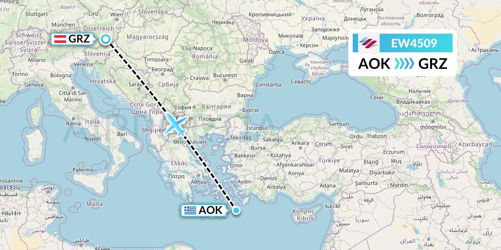 EW4509 Eurowings Flight Map: Karpathos to Graz