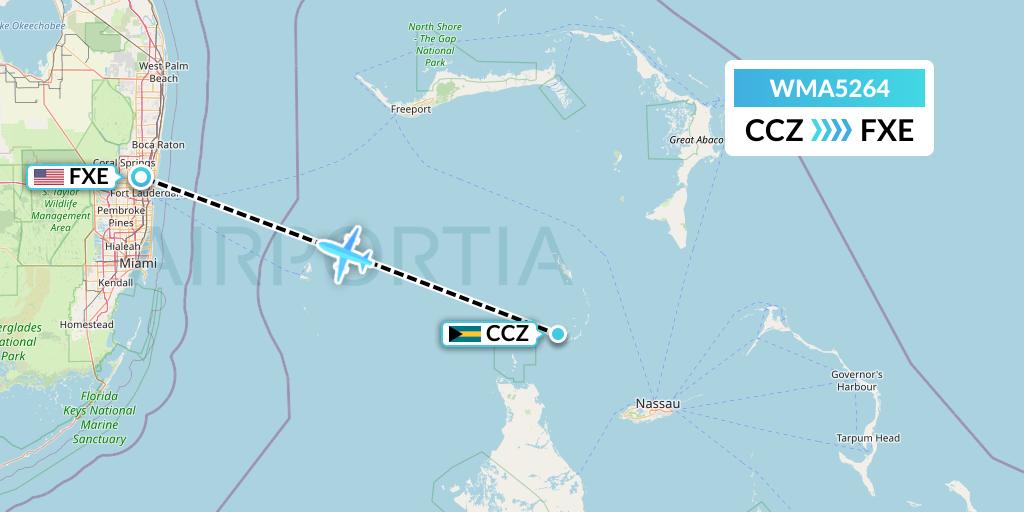 WMA5264 Watermakers Air Flight Map: Bahamas to Fort Lauderdale