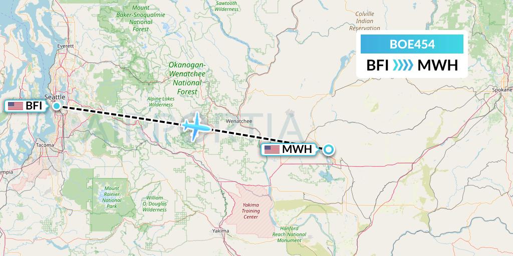 BOE454 Flight Status Boeing: Seattle to Moses Lake